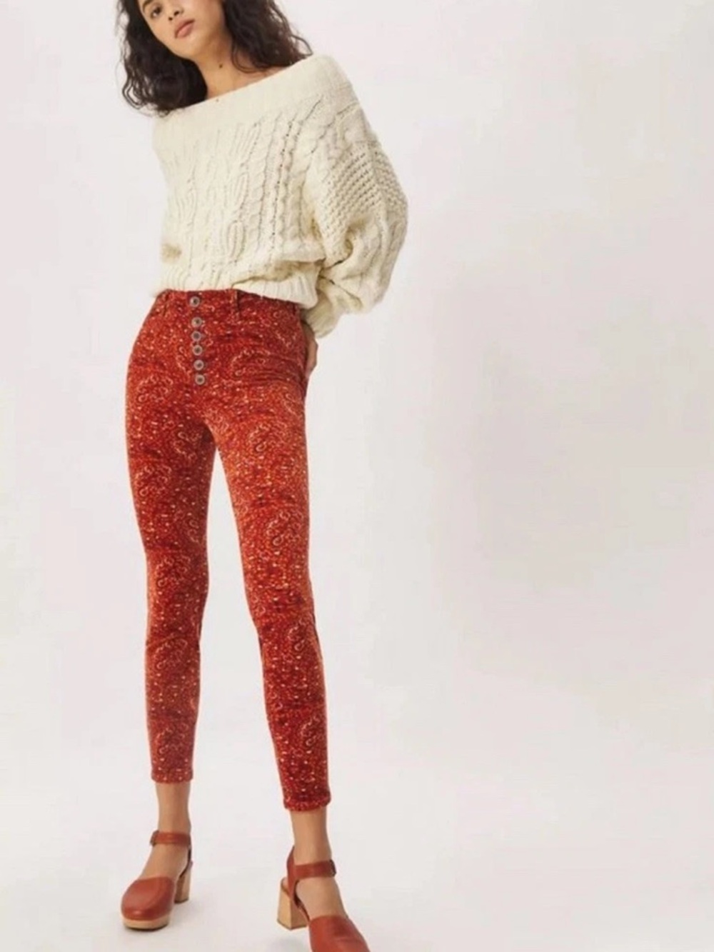 Anthropologie Pilcro High Rise Button-Fly Skinny Corduroy Pants Size 26